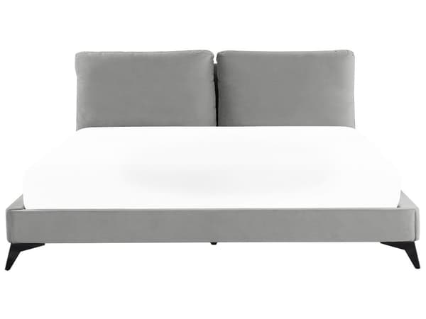 Dobbeltseng Grå Velour 160 x 200 cm Dekorativ Polstret Seng med Rygpuder Sengegavl Moderne Voksen Kvalitetseng til Teenageværelse Design