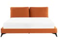 Miniatyrbillede 4 af 11: Dobbeltseng Orange Velour 180 x 200 cm Dekorativ Polstret Seng med Rygpuder Sengegavl Moderne Voksen Kvalitetseng til Teenageværelse Design