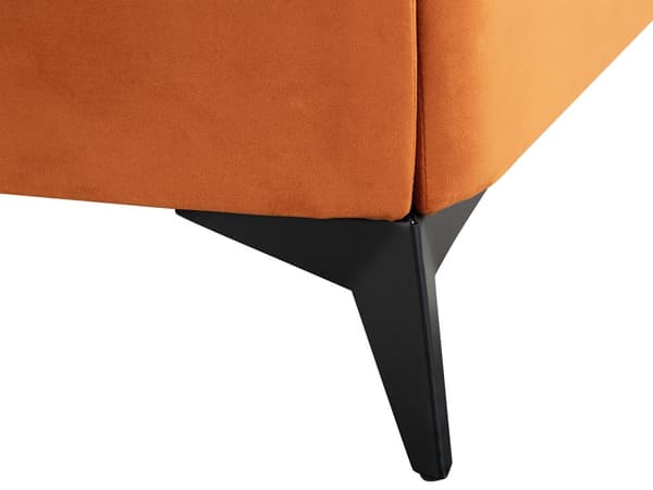 Dobbeltseng Orange Velour 180 x 200 cm Dekorativ Polstret Seng med Rygpuder Sengegavl Moderne Voksen Kvalitetseng til Teenageværelse Design