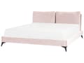 Pikkukuva 1 / 11: Parisänky pastellipinkki 180 x 200 cm samettiverhoilu sälepohja pehmustettu pääty