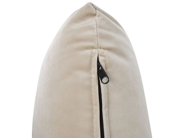 Dobbeltseng i Beige Velour 160 x 200 cm Stor Seng med Opbevaring til Dyner og Puder Sengegavl Soveværelse Indretning