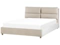 Pikkukuva 4 / 11: Parisänky vaalea beige sametti verhoiltu puu 160 x 200 cm sälepohja säilytystila pehmustettu pääty moderni