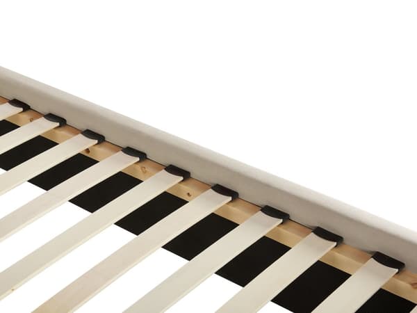 Sengeramme Beige Velour Lamelbund Knap Tuftet