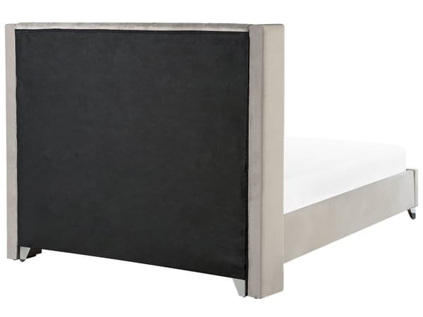 Dubbelsäng Sängram Ribbor Grå Sammet Tuftad Huvudgavel 180 x 200 cm Glam Design