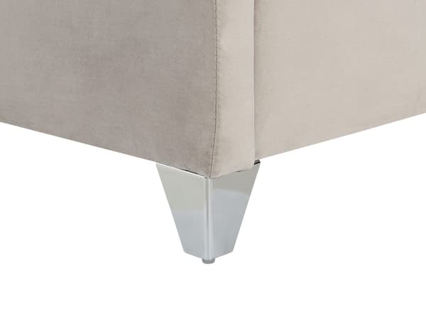 Dubbelsäng Sängram Ribbor Grå Sammet Tuftad Huvudgavel 180 x 200 cm Glam Design