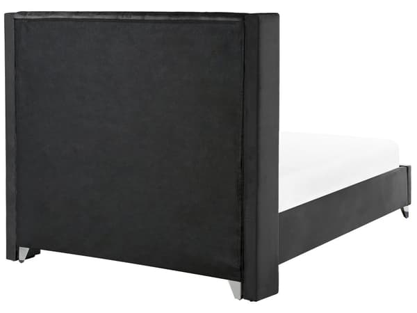 Lamelseng Stel Sort Velour 160 x 200 cm Polstret tuftet nakkestøtte