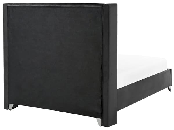 Lamelseng Stel Sort Velour 140 x 200 cm polstret tuftet nakkestøtte