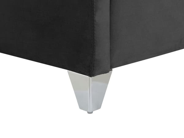Lamelseng Stel Sort Velour 140 x 200 cm polstret tuftet nakkestøtte