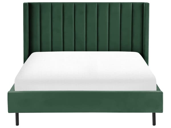 Parisänky tummanvihreä sametti verhoiltu metallijalat 140 x 200 cm sälepohja tikattu pääty moderni tyyli