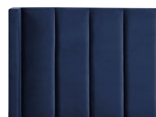 Parisänky laivastonsininen sametti verhoiltu metallijalat 160 x 200 cm sälepohja tikattu pääty moderni tyyli