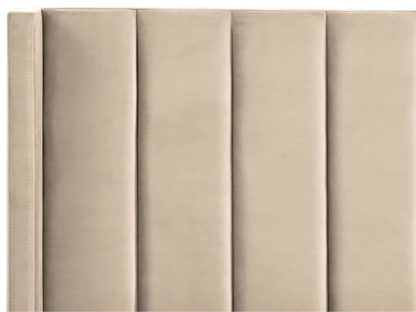 Parisänky beige sametti verhoiltu metallijalat 160 x 200 cm sälepohja tikattu pääty moderni tyyli