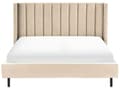 Miniatyrbillede 4 af 10: Dobbeltseng Beige Velour Stof Guldben 180 x 200 cm Moderne Sengeramme Polstret Quiltet Sengegavl Retro Kvalitetsseng Soveværelse Tilbehør