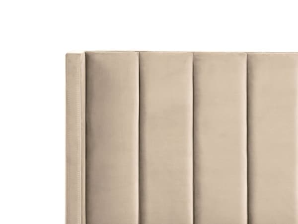 Dobbeltseng Beige Velour Stof Guldben 180 x 200 cm Moderne Sengeramme Polstret Quiltet Sengegavl Retro Kvalitetsseng Soveværelse Tilbehør