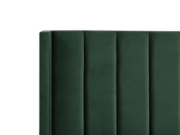 Seng Grøn Velour Stof Guldben 140 x 200 cm Tre Kvart Halvanden Mands Seng Polstret Sengeramme Quiltet Sengegavl Retro Kvalitetsseng Dekoration