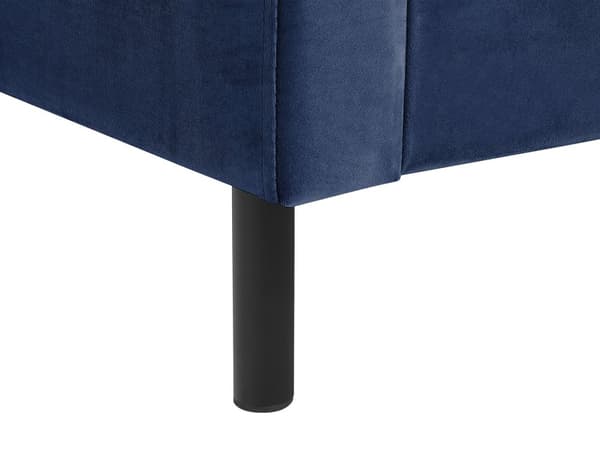 Dobbeltseng Blå Velour Stof Guldben 160 x 200 cm Moderne Sengeramme Polstret Quiltet Sengegavl Retro Kvalitetsseng Soveværelse Tilbehør