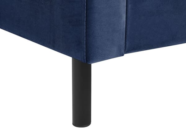 Dobbeltseng Blå Velour Stof Guldben 180 x 200 cm Moderne Sengeramme Polstret Quiltet Sengegavl Retro Kvalitetsseng Soveværelse Tilbehør