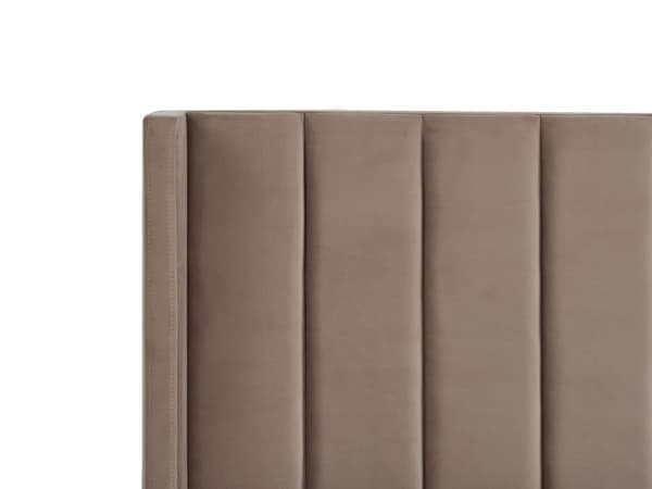 Seng Taupe Velour Stof Guldben 140 x 200 cm Tre Kvart Halvanden Mands Seng Polstret Quiltet Sengegavl Retro Kvalitetsseng Teenageværelse