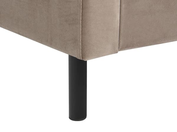 Seng Taupe Velour Stof Guldben 140 x 200 cm Tre Kvart Halvanden Mands Seng Polstret Quiltet Sengegavl Retro Kvalitetsseng Teenageværelse