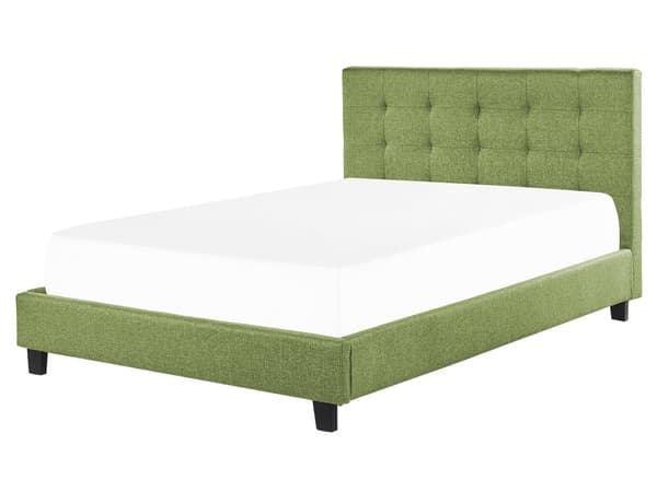 Seng Grøn Polyester 160 x 200 cm Moderne Blød Polstret Dobbeltseng Tuftet Sengegavl Soveværelse Inspiration Kvalitetsseng