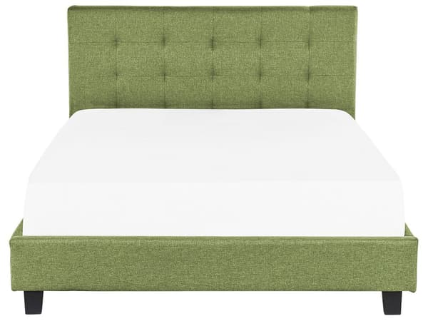 Dubbelsäng Grön Tyg 160 x 200 cm Stoppad Ram Nackstöd Elegant Tuftad