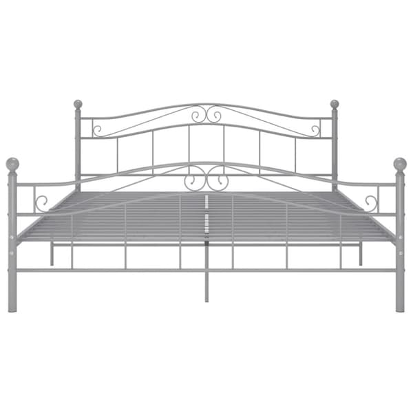 vidaXL Sengeramme grå metall 200x200 cm