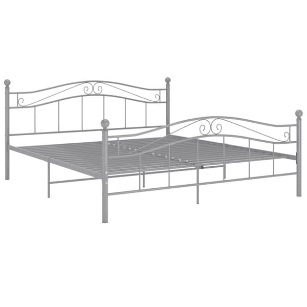 vidaXL Sengeramme grå metall 200x200 cm