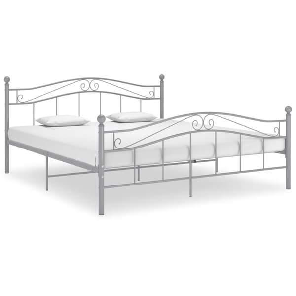 vidaXL Sengeramme grå metall 200x200 cm