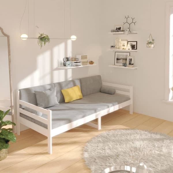 vidaXL Dagseng hvit 90x190 cm heltre furu