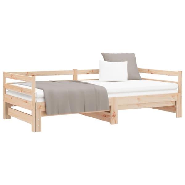 vidaXL Utdragbar dagbädd 2x(90x190) cm massiv furu