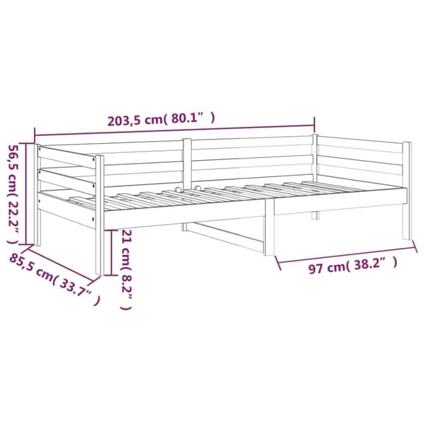 vidaXL Dagbädd 80x200 cm massiv furu