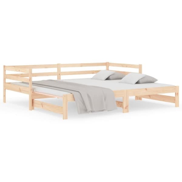 vidaXL Utdragbar dagbädd 2x(80x200) cm massiv furu