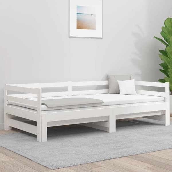 vidaXL Utdragbar dagbädd vit 2x(80x200) cm massiv furu