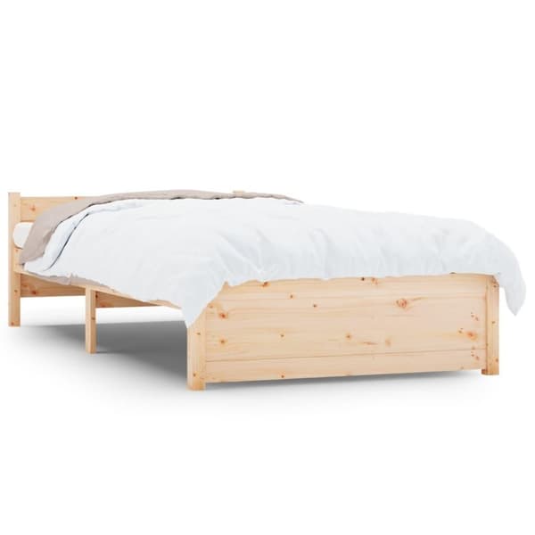 vidaXL Sängram massivt trä 75x190 cm