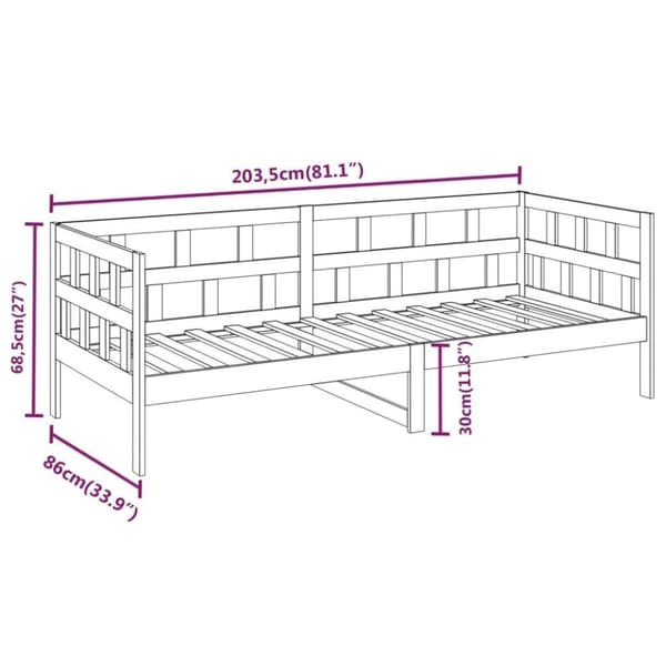 vidaXL Dagbädd vit massiv furu 80x200 cm