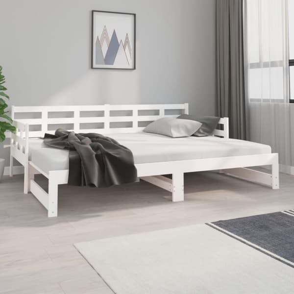 vidaXL Bäddsoffa vit massiv furu 2x(80x200) cm
