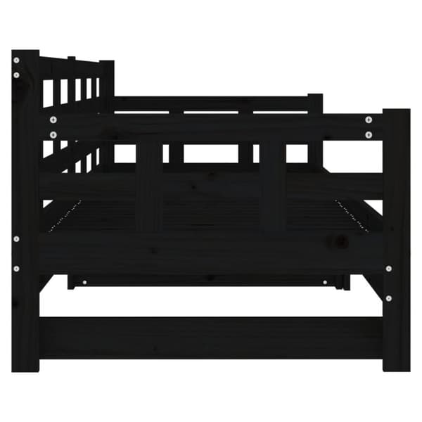 vidaXL Uttrekkbar dagseng svart heltre furu 2x(90x200) cm