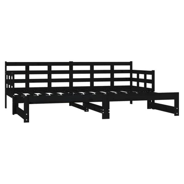 vidaXL Uttrekkbar dagseng svart heltre furu 2x(90x200) cm