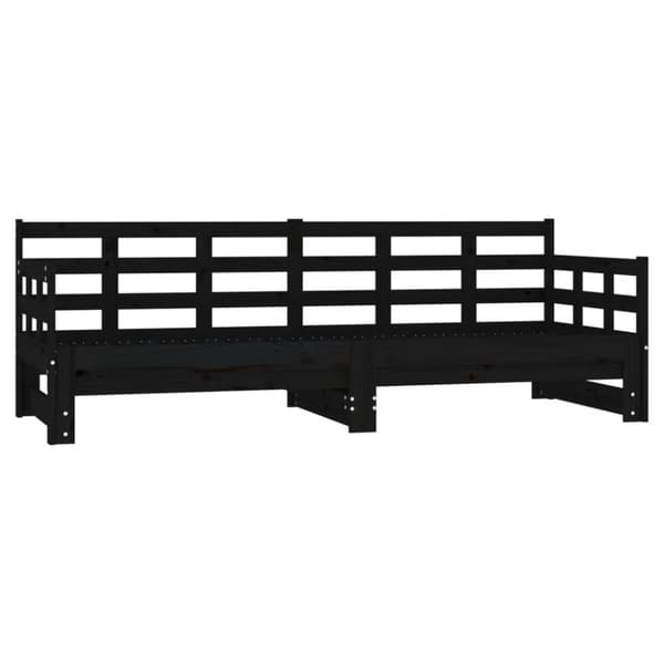 vidaXL Uttrekkbar dagseng svart heltre furu 2x(90x200) cm