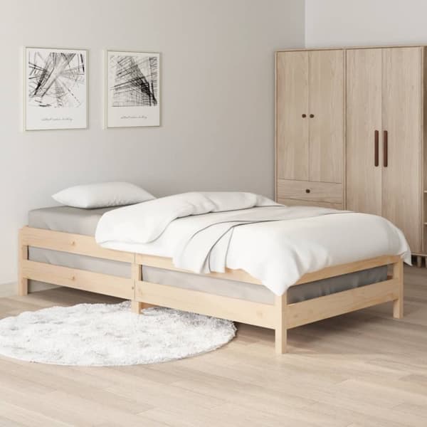 vidaXL Stapelbar säng 90x200 cm massivt furuträ