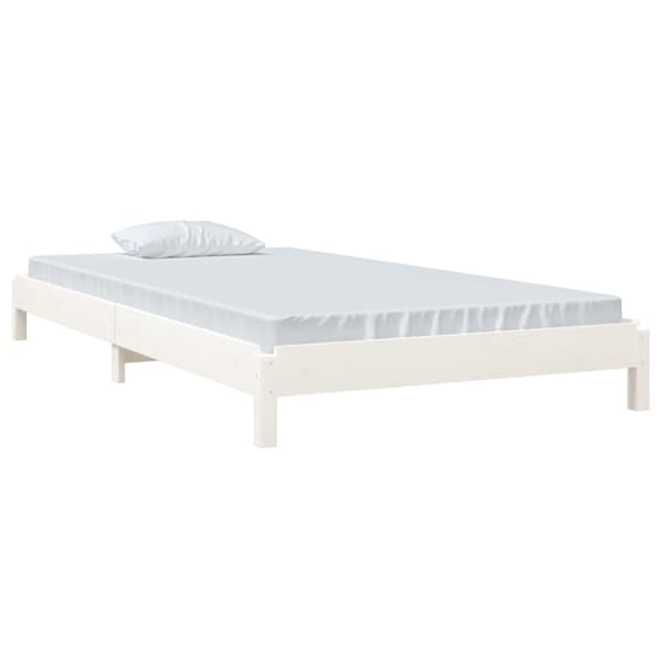 vidaXL Stableseng hvit 90x190 cm heltre furu