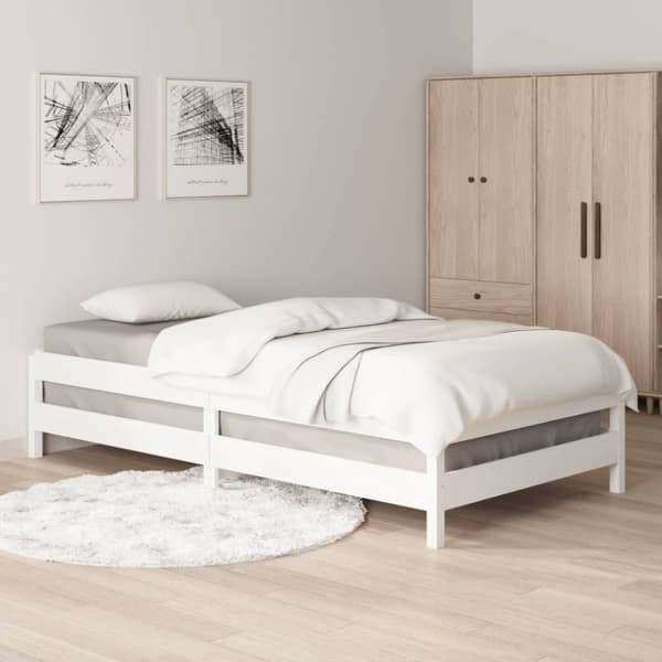 vidaXL Stableseng hvit 90x190 cm heltre furu