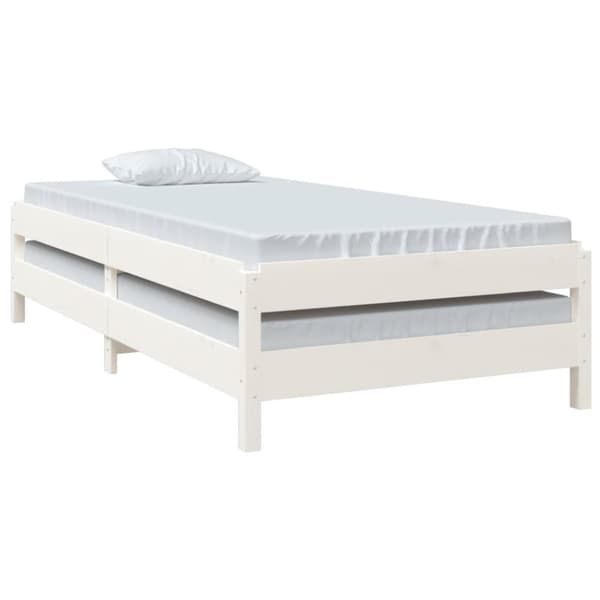 vidaXL Stableseng hvit 90x190 cm heltre furu