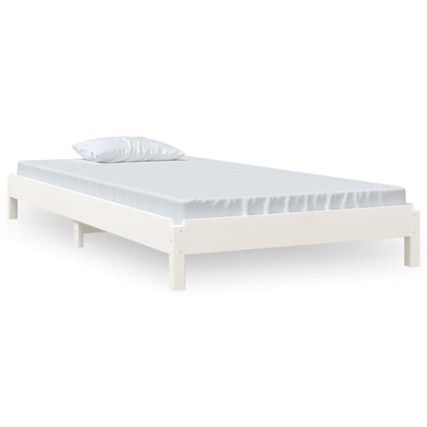 vidaXL Stableseng hvit 90x190 cm heltre furu