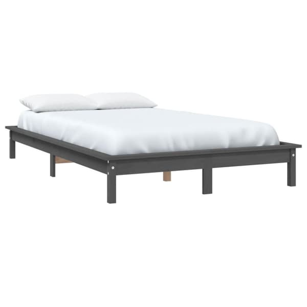 vidaXL Sängram grå 200x200 cm massiv furu