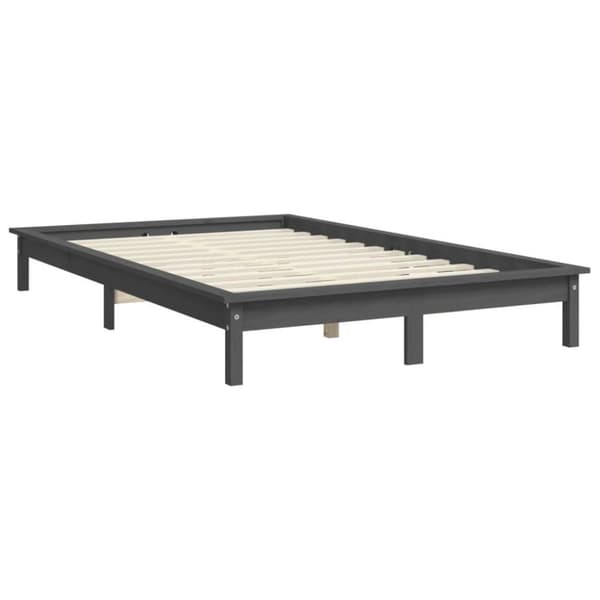 vidaXL Sängram grå 200x200 cm massiv furu