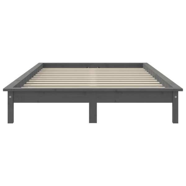 vidaXL Sängram grå 200x200 cm massiv furu