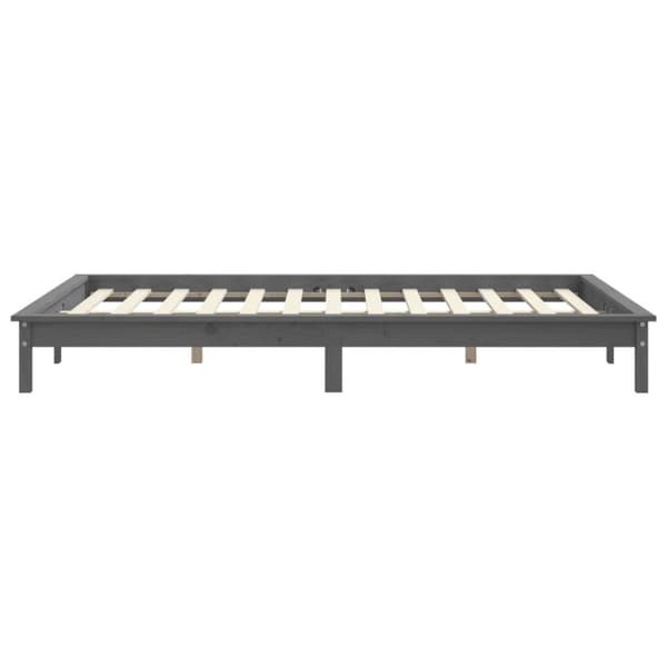vidaXL Sängram grå 200x200 cm massiv furu