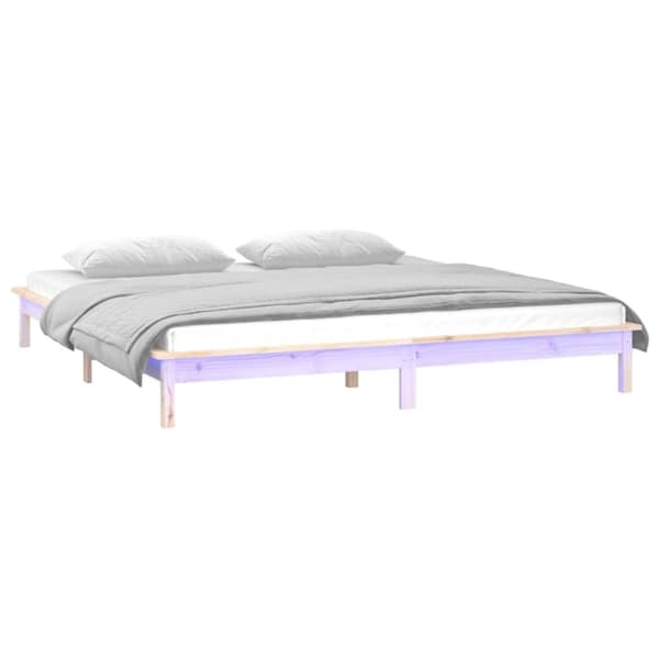 vidaXL Sängram LED 200x200 cm massivt trä