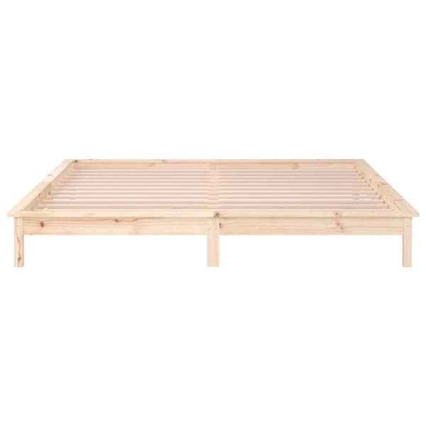vidaXL Sängram LED 200x200 cm massivt trä