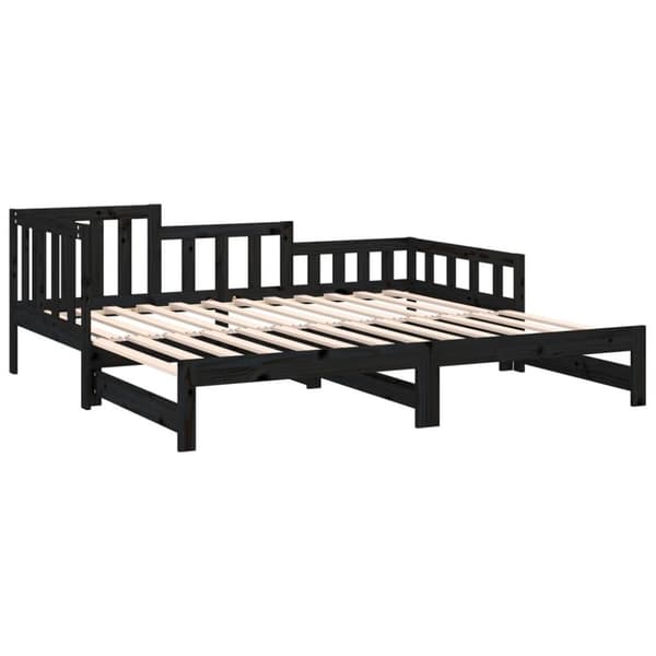 vidaXL Uttrekkbar dagseng svart 2x(90x200) cm heltre furu
